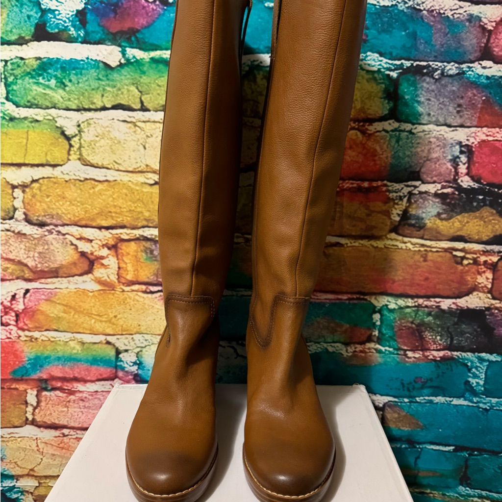 Marc Fisher Cognac Tall Leather Heeled Boots